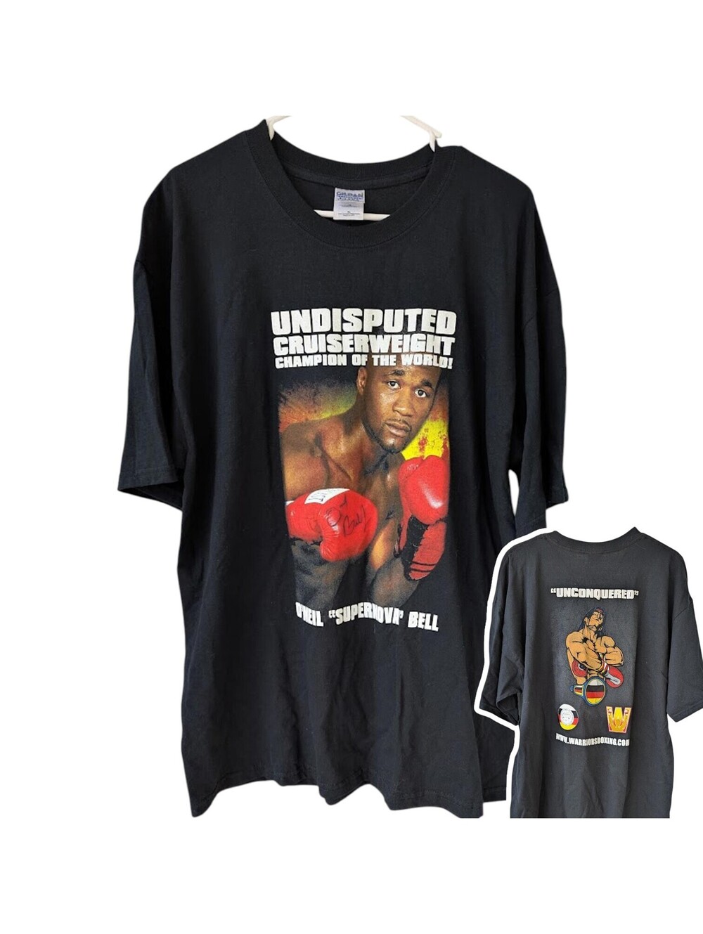 Vintage Y2K O'Neil Bell Signed Boxing T Shirt Men XL Undisputed Champion 23x31.5